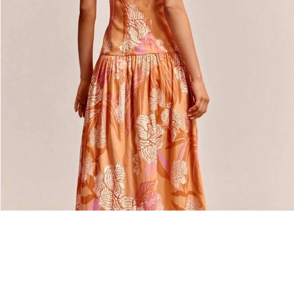 FARM Rio Strapless Maxi Dress in Terracotta, Cream & Pink Print - Picture 3 of 11